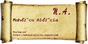 Mahács Alícia névjegykártya